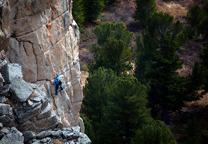 Rock climber in Mongolia